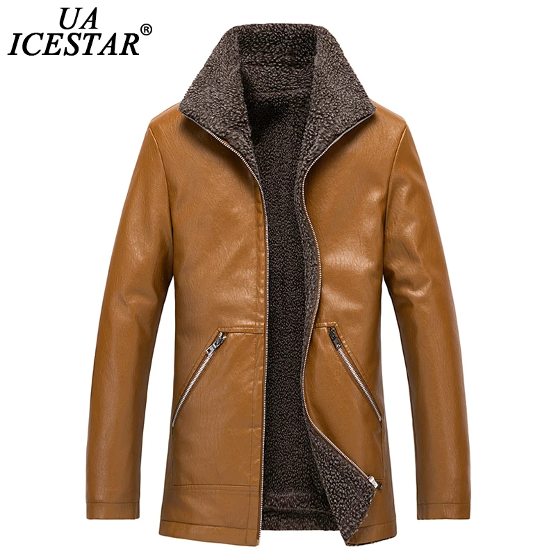 

UAICESTAR Long Leather Jacket Men Brand 2020 Winter Fashion Casual Leather Coat Windproof Warm Windbreaker Men's Leather Jackets