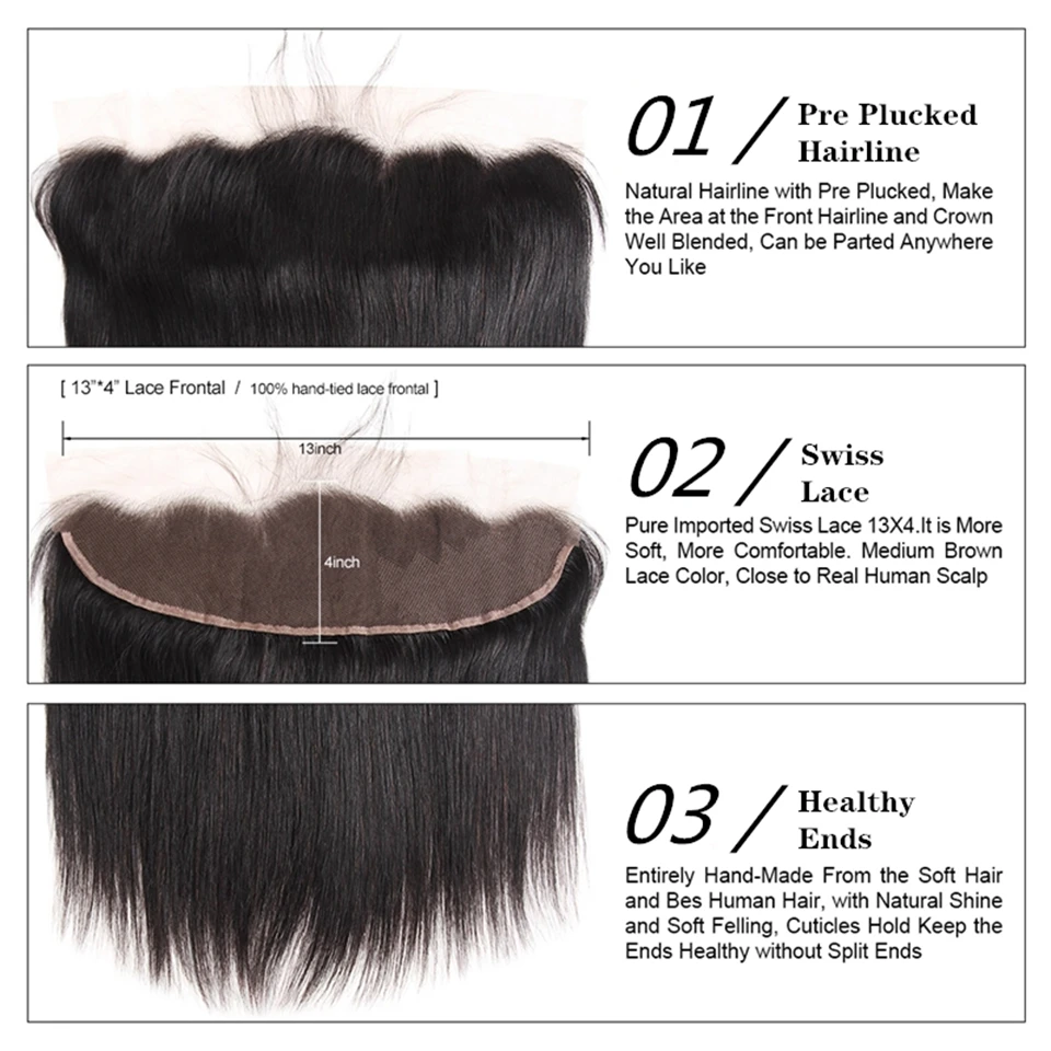 HD Transparent Lace Frontal with Bundles Brazilian Straight Hair Bundles with Frontal Human Hair Bundles with Frontal For Women