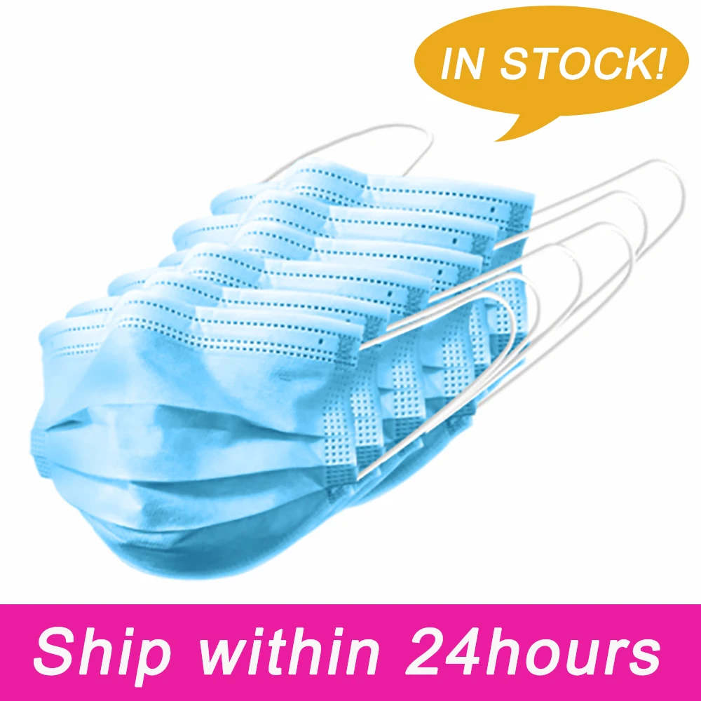 

50pcs Disposable Mask 3 Layer Filter Face Mask Breathable Mouth Mask Non Woven Meltblown Ear loop Protective Masks