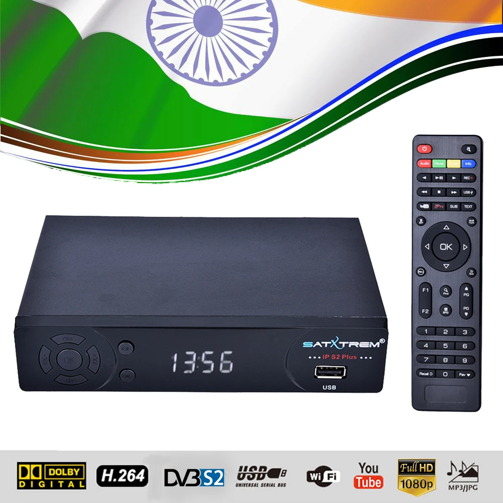 

Satxtrem IP-S2 Satellite Receiver India Receptor DVB-S2 TV Turner Full HD 1080p with USB WiFi IPTV Receiver Box 8 Lines Cccam