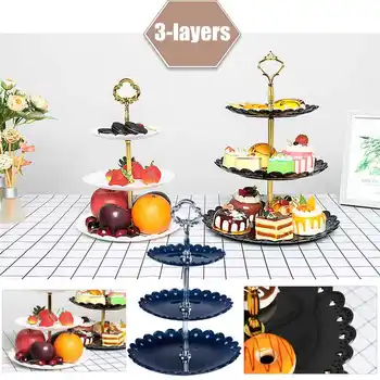 

3 Tier Cake Stand Afternoon Tea Wedding Plates Party Tableware New Bakeware Plastic Tray Display Rack Cake Decorating Tools