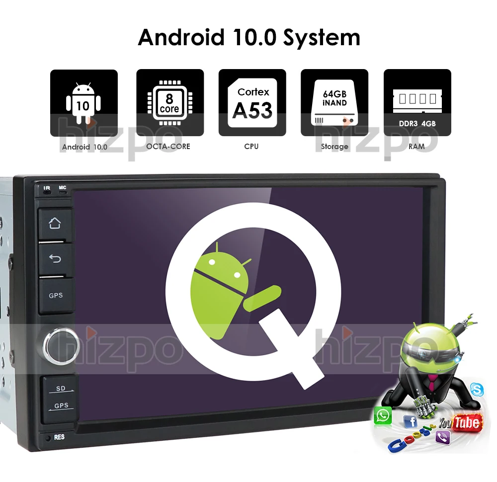  Latest Android 10.0 Octa Core 4G RAM 64G ROM DSP Universal Double 2 Din Car Multimedia Player GPS N