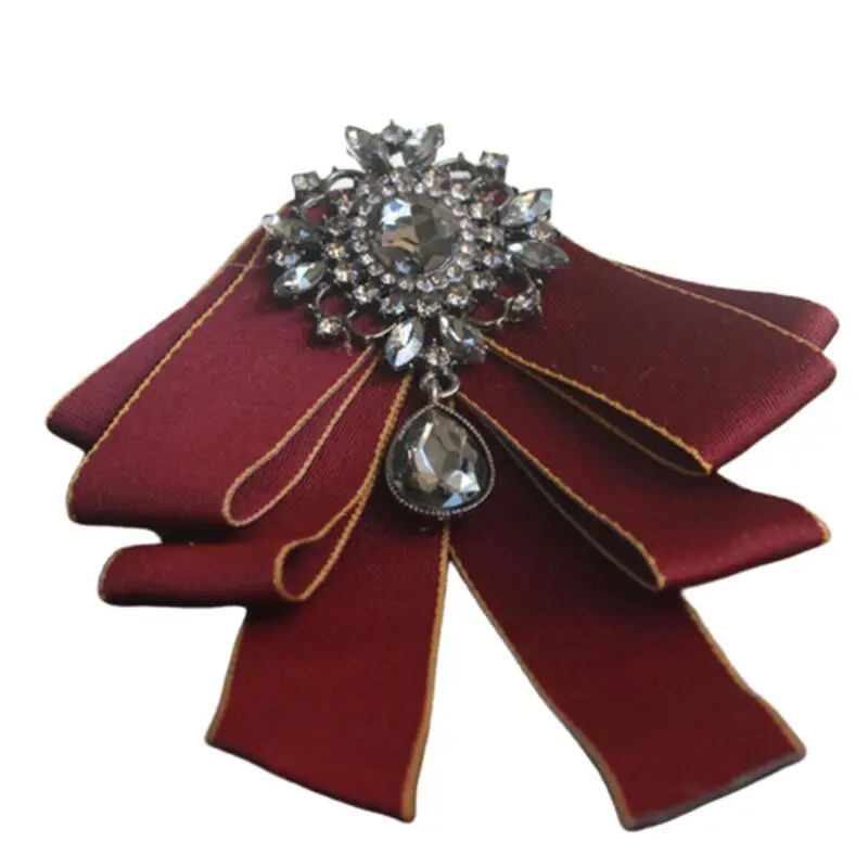 Мужская Свадебная лента для шеи галстук искусственный кристалл Стразы капля Бабочка Брошь, значок на булавке