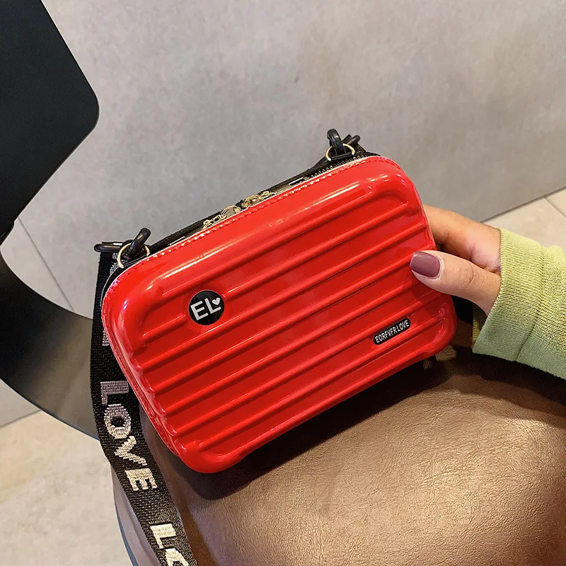 

Trendy Personality Box Bag Girl 2019 Net Red Packet Texture Sling Shoulder Bag Clutch Mini Square Bag Mini Suitcase Hand Bags