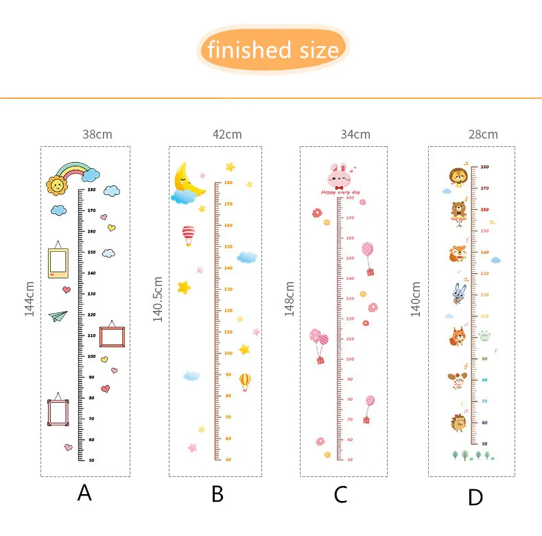 4 стиля милых мультиков, рост ребенка, высота, линейка, высота, наклейка для детской комнаты, спальни, высота метра, наклейка, декор для комнаты