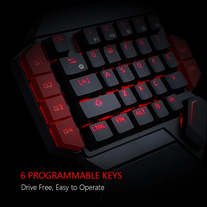 Teclado USB com uma mão com fio 35 teclas teclados de jogos luminosos para tablet ergonomia colorida teclado gamer descanso de mão_voghion.com