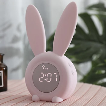 

Cute Rabbit Rechargeable Temperature Display Smart luminous LED Light Digital Snooze mode Alarm Clock New