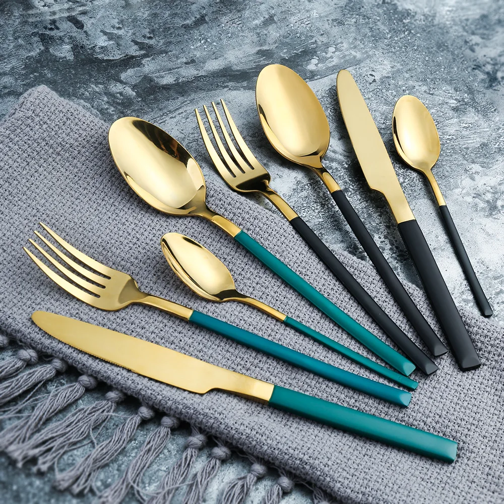 

Stainless Steel Dinnerware Silverware Dinner Nordic Tableware Knife Fork Spoon 4PCS Gift Set