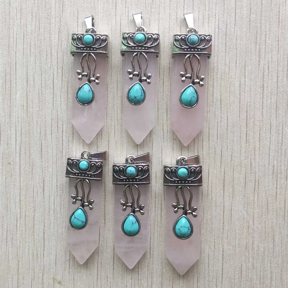 

Wholesale 6pcs/lot new fashion natural stone pink arrow shape pendants for necklace jewelry marking free shipping