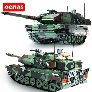 

MOC Army Military War Leopard II A VI 2A6 Main Battle Tank Large Model Soldier building blocks Action Figures gift for boys Toys