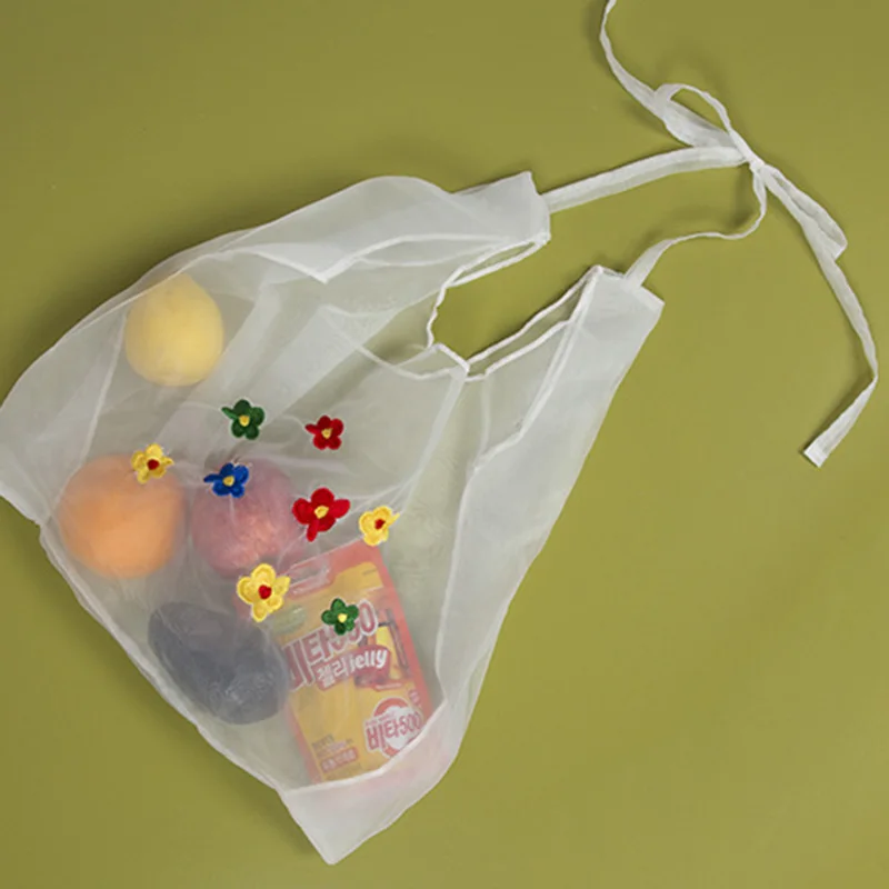 Женская Студенческая вышитая сетчатая сумочка, портативная хозяйственная сумка для улицы J9