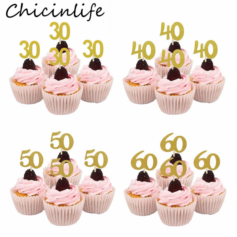 Chicinlife 10Pcs 30 40 50 Jaar Oude Cupcake Party Volwassen 30th Verjaardagstaart Accessoire Levert|Cake Decorating Supplies| - AliExpress