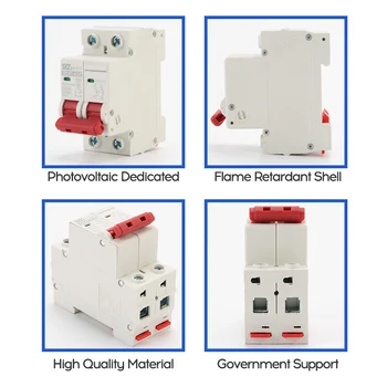 

New Durable Photovoltaic Direct Current Miniature Circuit Breaker Switch Overload Leakage Short Circuit Protector DZ47-63Z-2P