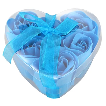 

Turquoise Blue Rose Design Bathing Scented Soap Petal 6PCS