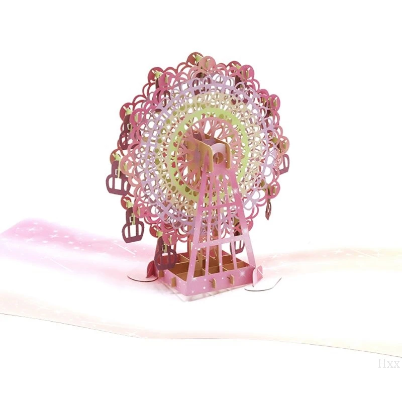  New 3D Pop Up Ferris Wheel Greeting Cards Postcards Invitations Envelope Birthday - 4000340972997