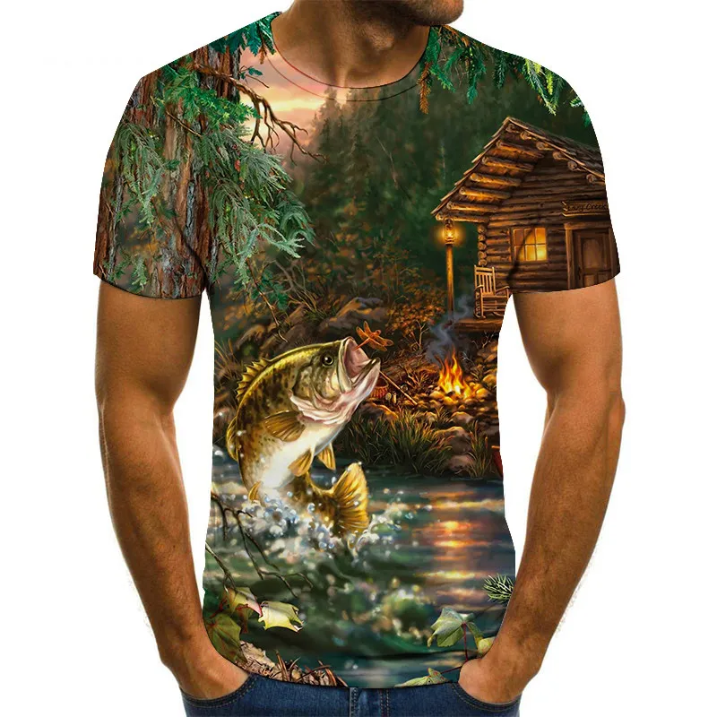 

new 2020 fishing t shirt style casual Digital fish 3D Print t-shirt Men Women tshirt Summer Short Sleeve O-neck Tops&Tees s-6xl