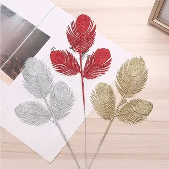 

10pcs/Set Artificial Hollow Leaves Beautiful Ornament Hanging on The Christmas Tree Wedding Christmas Valentine's Day Decoration