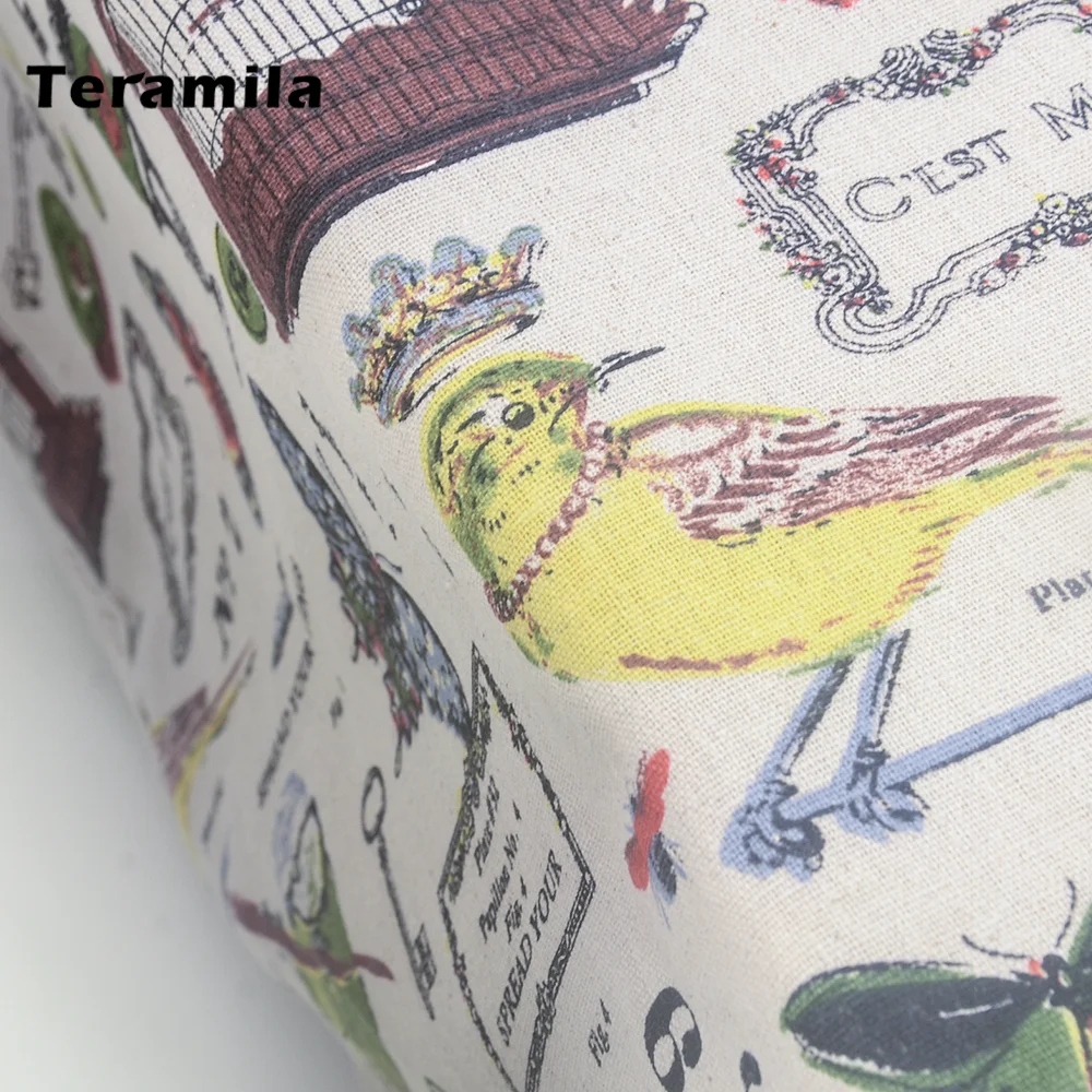 Teramila Dining Rectangular Tablecloth Thick Linen Table Cloth Cover Bird Butterfly Design With Lace For Party Kitchen Wedding