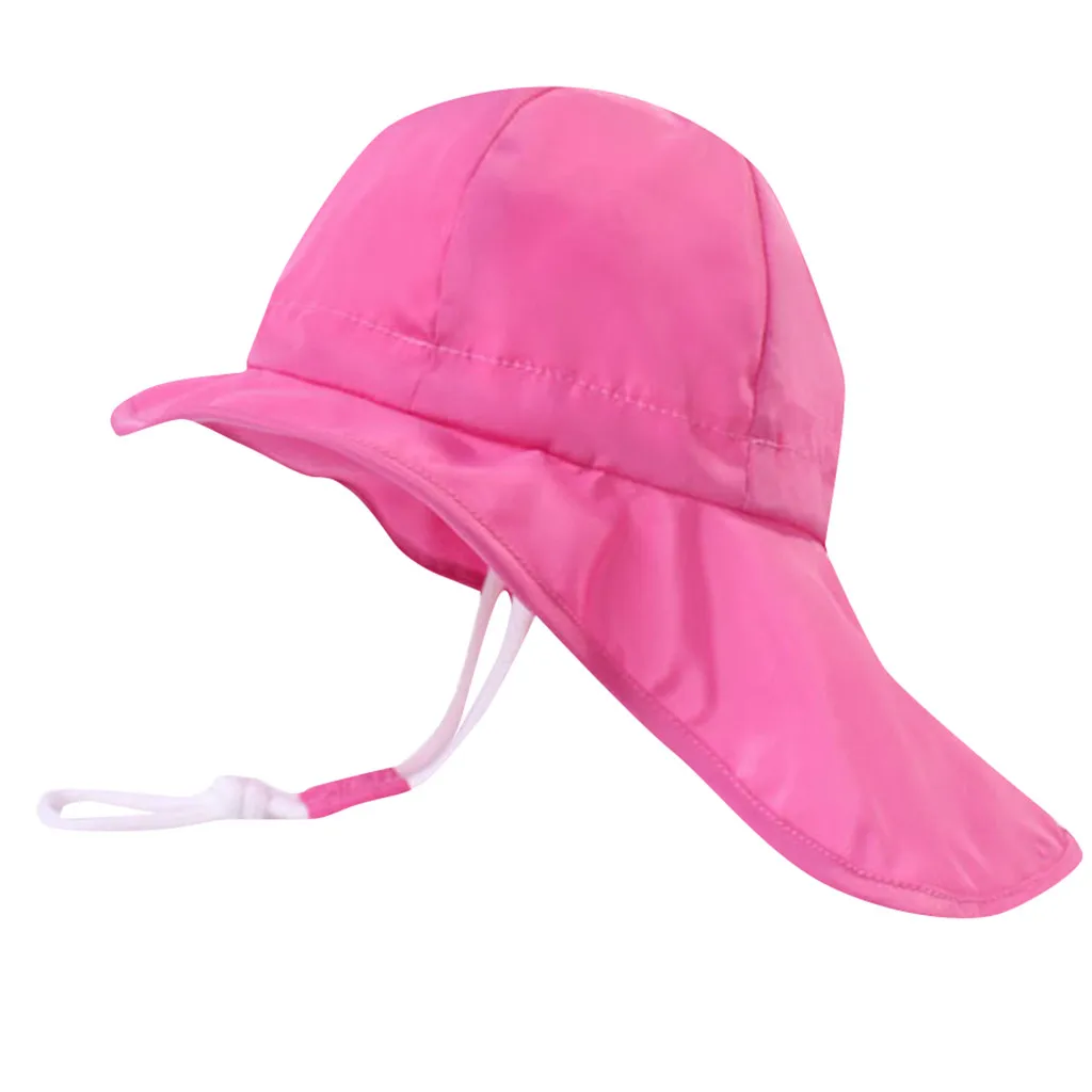 

2019 Kids Baby Boy Girls Hat Summer Casual Solid Breathable Sun Protection Flap Neck Hat Swim Baby Cap Czapka Dla Dziewczynki