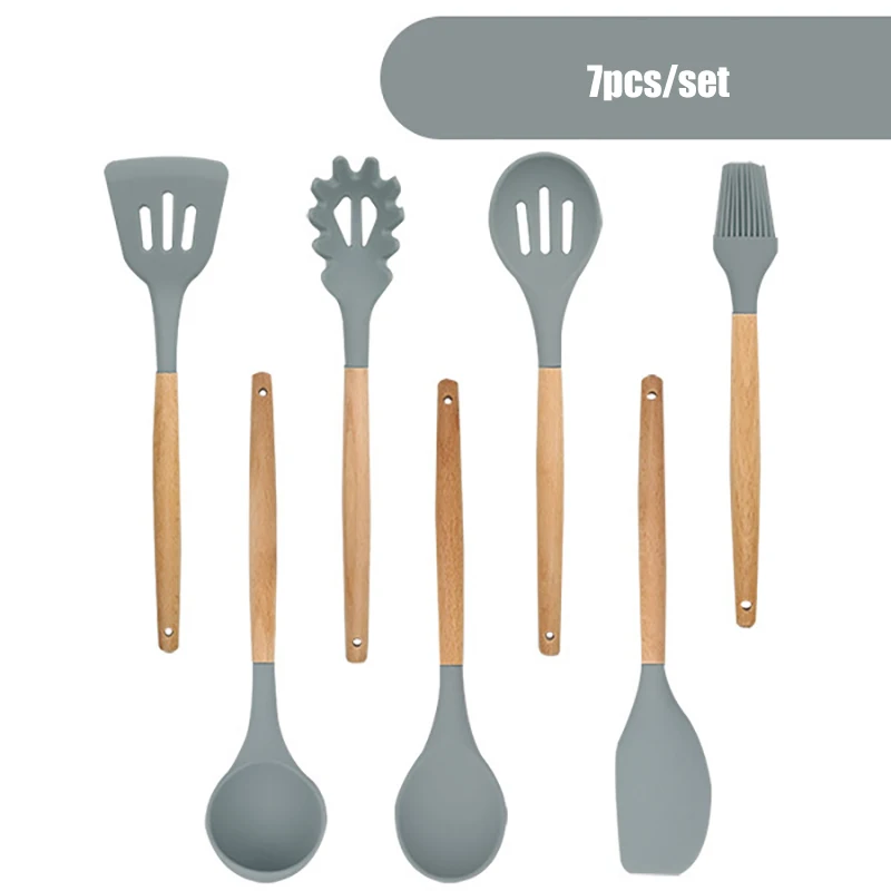 7pcs ONEUP Силиконовый Многофункциональный набор кухонных инструментов, антипригарные инструменты для приготовления пищи, кухонные принадлежности, термостойкие кухонные принадлежности - Цвет: 7pcs