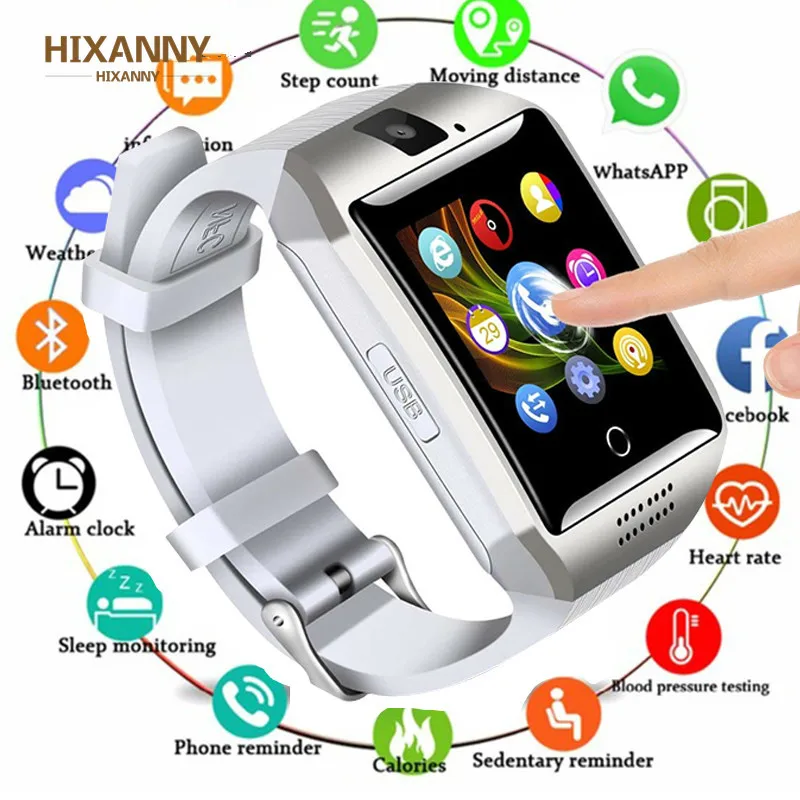 

Q18 Bluetooth Smart Watch Touchscreen with Camera Watch Cell Phone with Sim Card Slot Smart Wrist for Android IOS Phone PK DZ09