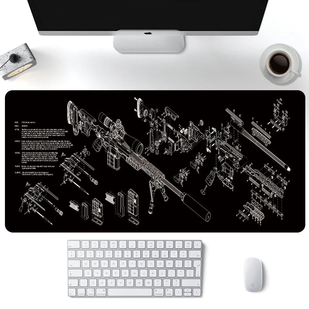 

Firearm Large Mouse Pad Gaming Desk Mat Gun Parts Mouse Mat Rifle Computer Rifle Mousepad 900x400mm Gamer Accessories AR15 AK47