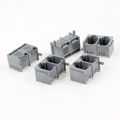 5 Pcs Unshielded 2-Port RJ11 6P2C Network Modular PCB Connector Jacks Gray |