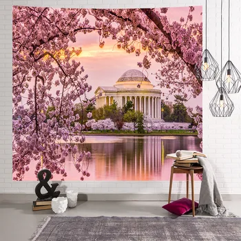 

3D Natural Japan Sakura Mount Fuji Tapestry Kanagawa Sleeping Pad Artistic Floral Beach Rug Ins Background Home Arts Wall Decor