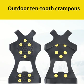 

10 Studs Crampons Cleats Anti-Slip for Ice Snow Climbing Hiking Ice Fishing Safety Shoes Sneaker Accessorie Anti-Skid Shoe Spike
