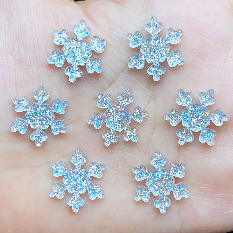 20Pcs 17mm Resin Mini Shining Snowflakes Flat Back Cabochons Scrapbooking DIY Jewelry Craft Decoration Accessories Q57 resin crafts accessories resin crafts resin ornaments