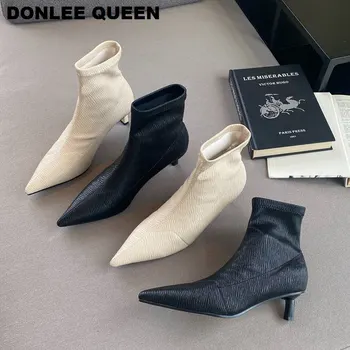 

Fashion Women Boots Pointed Toe Elastic Ankle Boots Thin Heels Shoes Woman Female Socks Boots 2020 Autumn Chelsea Booties Mujer