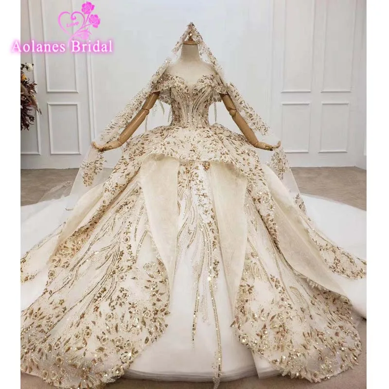 gold embroidered wedding dress