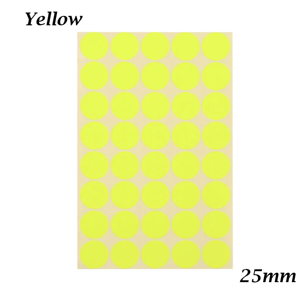 yellow 25mm 5 листов, 25 мм, цветные наклейки в горошек, s этикетка, круглые точки, круглые точки, канцелярские товары, посылка, бумага, клейкая наклейка, сделай сам, вечерние, Декор - Цвет: yellow 25mm