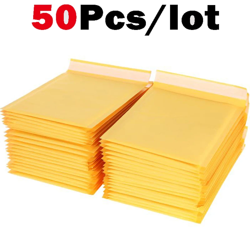 50pcs/lot Kraft Bubble Mailer Poly Shipping Envelopes with Bubble