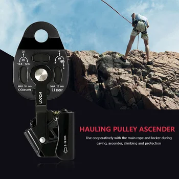 

Lixada 25KN Hauling Pulley 8-12MM Rope Slackline Aerial Rescue Protection Rock Climbing Ascender Cam Process Capture