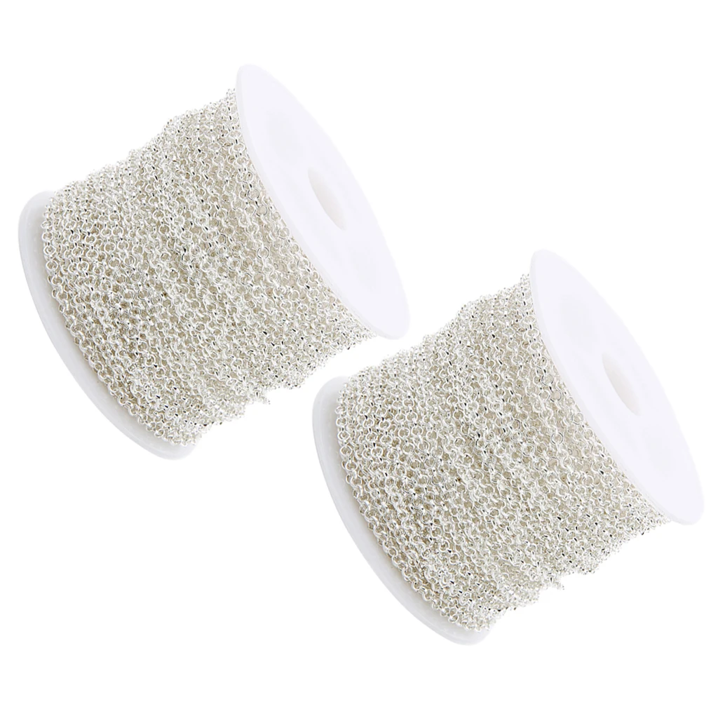 

2 Rolls Tail Extender Chain For DIY Jewelry Bracelet Necklace 2mm Silver