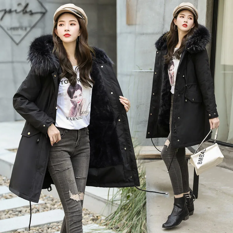 

2019 Winter Hot Selling Parka Long over-the-Knee Korean-style Berber Fleece Thick Loose Warm Cotton-padded Clothes WOMEN'S Coat