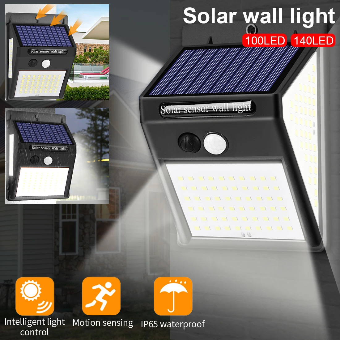 Lámpara solar LED lámpara solar con detector de movimiento exterior eh sensor emisor de