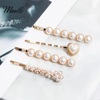 

Miallo 4pcs/lot Newest Hot Sale Pearl Hair Clip Korean Barrette Stick Hairpins Women Hair Jewelry Accessories