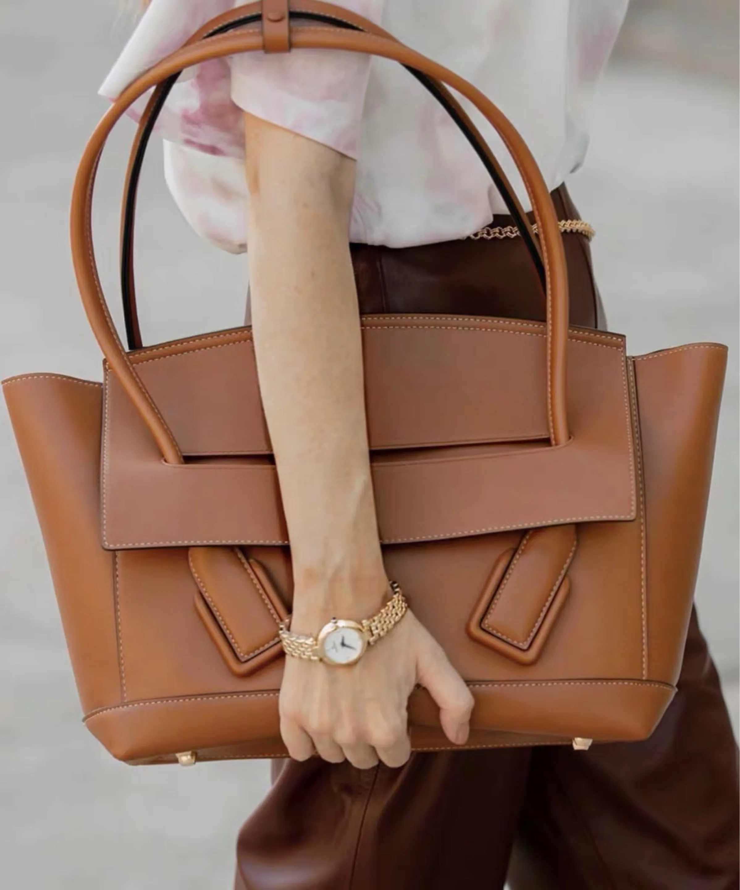 

Arco Bag In Genuine Leather Top-handle Bag With Weave Arc-shaped Curved Handles Lady Tote Bag Crossbow Knit Real Leather Handbag