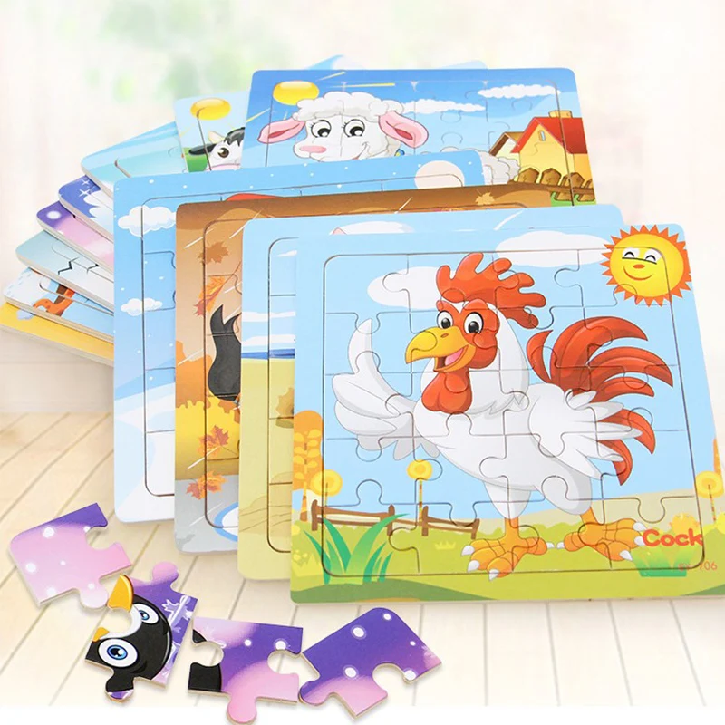 

Baby Toys Wooden Puzzles 20 Slice Kids Puzzle Toy Carton Animals Jigsaw Baby Educational Learning Toys for Children Gift