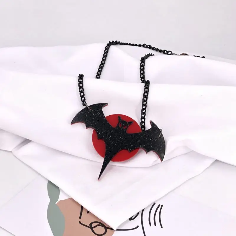 

Acrylic Big Bat Pendant Necklace European Fashion Exaggerated Hip Hop Night Club Jewelry