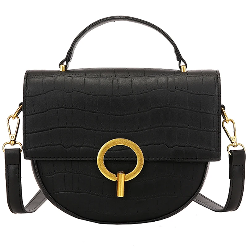 

iVog New Arrival Everyday Female Small Shoulder Crossbody Handbag Black PU enciaga Geometric Saddle Bags for Women 2019