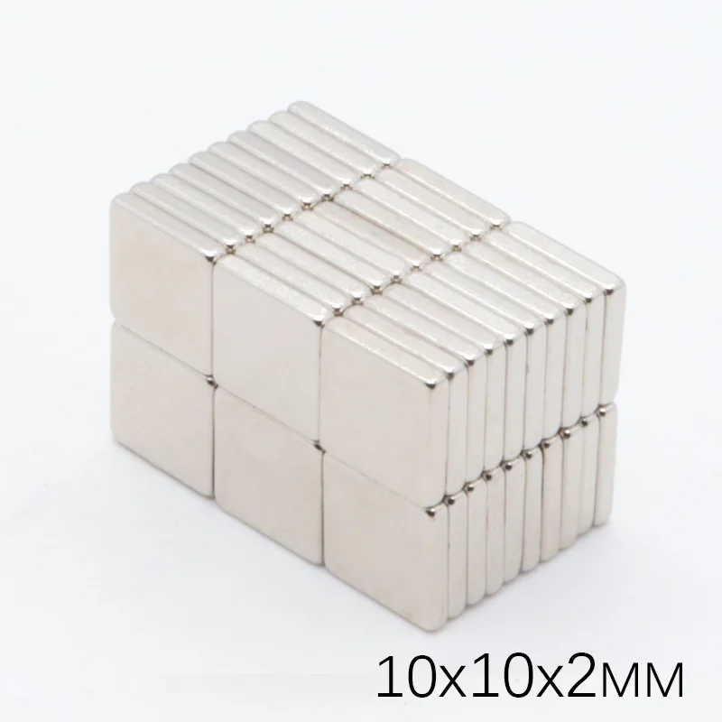 100 шт. N35 10x10x2 мм квадратный магнит неодимовый постоянногоо действия супер мощный