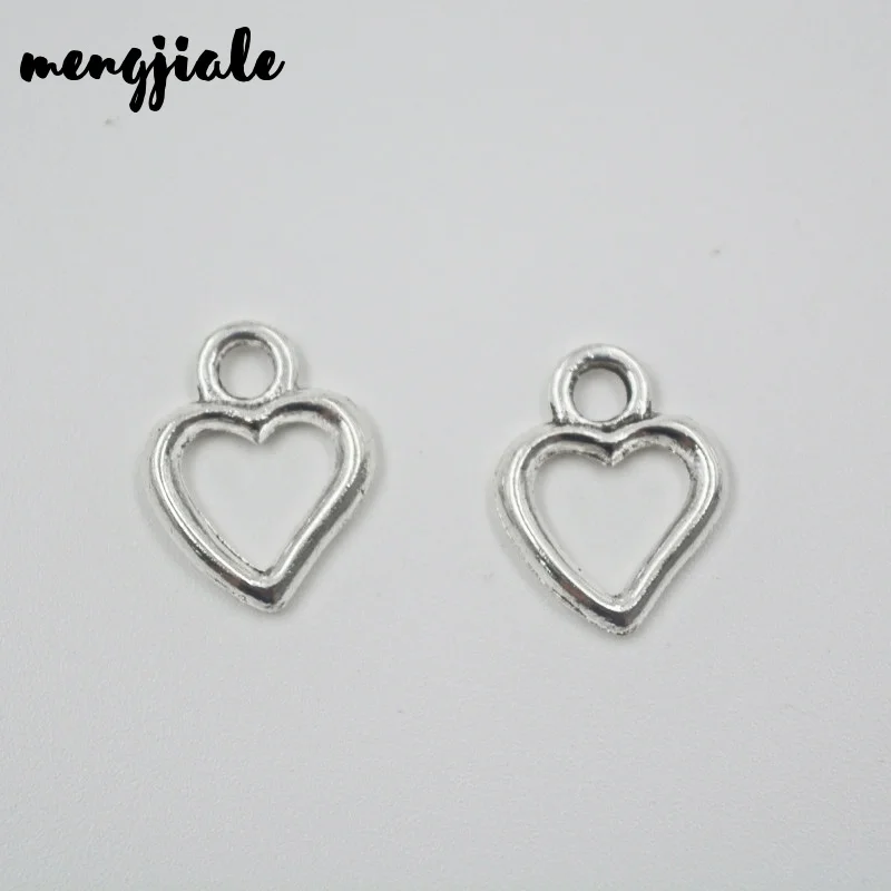 

50pcs/lot Antique Silver Mini Heart Charm Cute Heart Charms For Jewelry Making Small Heart Charm 15x12mm