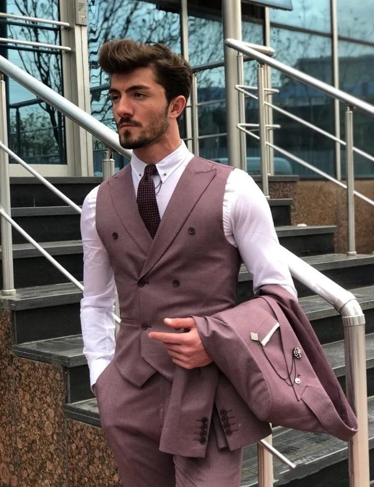 Три части свадебные костюмы с остроконечным лацканом две кнопки Slim Fit формальные мужские свадебные костюмы на заказ костюмы для жениха