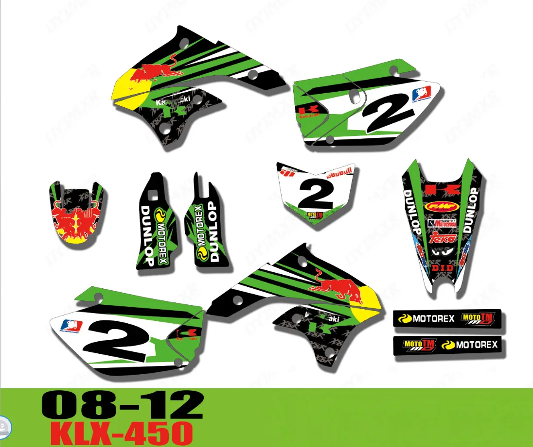 3m наклейки KLX450 08-12 настроить мотоцикл Графика наклейки Наборы для Kawasaki KLX 450 450KLX 2008 2009 2010 2011 2012