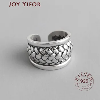 

925 Sterling Silver Open Ring Vintage Rings HeavyThree-layer Twist Weaving Retro Ring for Women Punk Street Shoot Ring