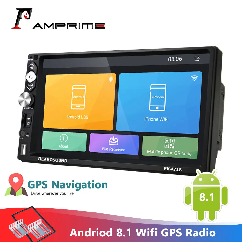 Автомагнитола AMPrime мультимедийная стерео система на Android с 7 &quotGPS Wi Fi Bluetooth 1/16 ГБ FM