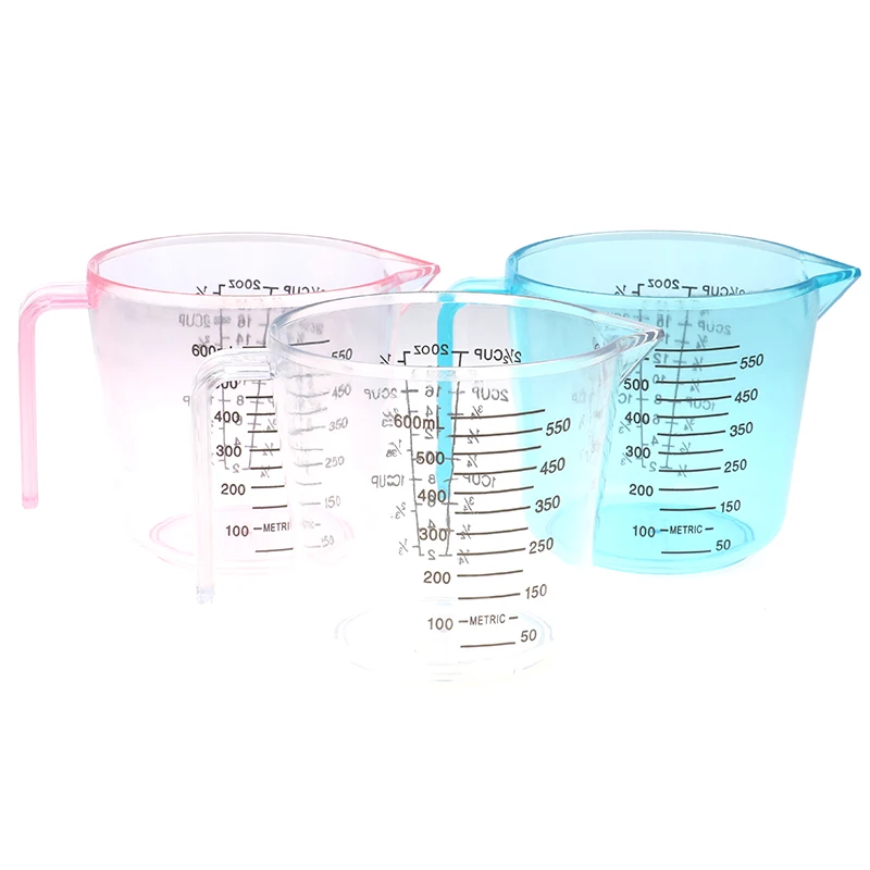150/300/600ml Pink/Blue/Clear Plastic Measuring Cup Clear Scale Show Transparent Mug Pour Spout Device | Дом и сад